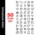 User interface icon set include folder,undo,redo,timer,list,tag,arrows,up,down,server,joystick,history,flag,aid,like,dislike,crown