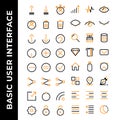 User interface icon set include profile,arrow,remove,trash,help,warning,add,share,power,network,setting,signal,network,find,data Royalty Free Stock Photo