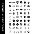 User interface icon set include profile,arrow,remove,trash,help,warning,add,share,power,network,setting,signal,network,find,data Royalty Free Stock Photo