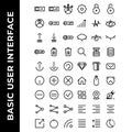 User interface icon set include profile,arrow,remove,trash,help,warning,add,share,power,network,setting,signal,network,find,data Royalty Free Stock Photo
