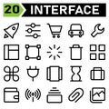 User interface icon set include rocket, start up, project louche, space, user interface, slider, optional, equalizer, filter, Royalty Free Stock Photo