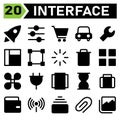 User interface icon set include rocket, start up, project louche, space, user interface, slider, optional, equalizer, filter,
