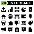 User interface icon set include upload, sign, element, user interface, application, signal, barr, full screen, user interaction, Royalty Free Stock Photo