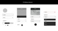 User interface layout showcasing various design components. Features include Royalty Free Stock Photo