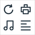 User interface line icons. linear set. quality vector line set such as align left, music, print