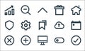 user interface line icons. linear set. quality vector line set such as approve, monitor, cancel, toggle, add, shield, upload, gift