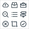 user interface line icons. linear set. quality vector line set such as approve, resize, cancel, direction, list, zoom out,