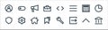 user interface line icons. linear set. quality vector line set such as bank, output, bookmark, shield, calculator, loudspeaker,