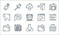 User interface line icons. linear set. quality vector line set such as basket, save, folder, folder, calendar, bookmark, video