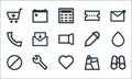 User interface line icons. linear set. quality vector line set such as binocular, favorite, block, map, maintenance, call, color