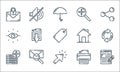 User interface line icons. linear set. quality vector line set such as blog, cursor, add database, printer, email, vision, home, Royalty Free Stock Photo