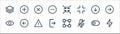 User interface line icons. linear set. quality vector line set such as bolt, mute, show, down, multiply, minimize, plus