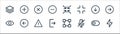 User interface line icons. linear set. quality vector line set such as bolt, mute, show, down, multiply, minimize, plus Royalty Free Stock Photo