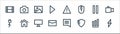 user interface line icons. linear set. quality vector line set such as bolt, shield, letter, energy, pause button, picture,