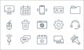 user interface line icons. linear set. quality vector line set such as brush, reminder, microphone, computer, chat, mouse, setting Royalty Free Stock Photo