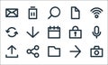 User interface line icons. linear set. quality vector line set such as camera, folder, upload, forward, share, refresh, password, Royalty Free Stock Photo