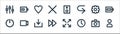 User interface line icons. linear set. quality vector line set such as user, clock, fast, power on, settings, favorite, sound, low