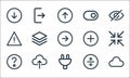 User interface line icons. linear set. quality vector line set such as cloud, plug, question, divide, upload, caution, plus,