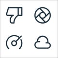 User interface line icons. linear set. quality vector line set such as cloud, speedometer, lens