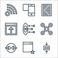user interface line icons. linear set. quality vector line set such as compress, favorite, compress, voicemail, target, upload, Royalty Free Stock Photo