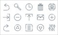 user interface line icons. linear set. quality vector line set such as control, new, o, down, up arrow, arrow, chat, delete,