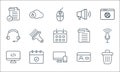 user interface line icons. linear set. quality vector line set such as delete, computer, html, id card, reminder, headphone,