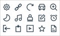 user interface line icons. linear set. quality vector line set such as document, video player, star, clipboard, night, edit, car, Royalty Free Stock Photo
