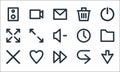 User interface line icons. linear set. quality vector line set such as download, fast, close, next, favorite, fullscreen, clock, Royalty Free Stock Photo