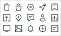 User interface line icons. linear set. quality vector line set such as file, notification, monitor, target, gallery, upload, user Royalty Free Stock Photo