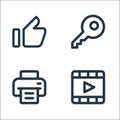 User interface line icons. linear set. quality vector line set such as film, printer, key