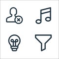 User interface line icons. linear set. quality vector line set such as filter, bulb, music note