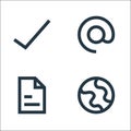 User interface line icons. linear set. quality vector line set such as globe, document, email
