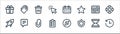User interface line icons. linear set. quality vector line set such as history, shield, clipboard, rocket, web browser, delete,