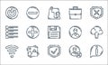 User interface line icons. linear set. quality vector line set such as info, protection, wifi, delete account, gallery, checklist