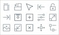 user interface line icons. linear set. quality vector line set such as layers, delete, image, zoom tool, scales, step forward, set