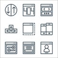 User interface line icons. linear set. quality vector line set such as user, layout, option, mobile, browser, button, browser, Royalty Free Stock Photo