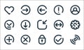 user interface line icons. linear set. quality vector line set such as network, lock, add, tick, stop, download, double arrow,