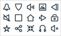 user interface line icons. linear set. quality vector line set such as no sound, minimize, star, headset, share, mute, right,