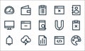 user interface line icons. linear set. quality vector line set such as paint, report, alarm, web page, cloud, computer, magnet,