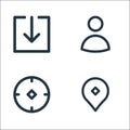 User interface line icons. linear set. quality vector line set such as pin, target, user Royalty Free Stock Photo