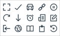 user interface line icons. linear set. quality vector line set such as reload, book, clipboard, globe, o, newspaper, hyperlink,