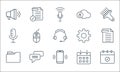 user interface line icons. linear set. quality vector line set such as reminder, agreement, folder, calendar, chat, microphone,
