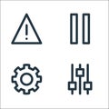 User interface line icons. linear set. quality vector line set such as setting, cog, pause button
