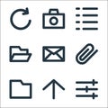 user interface line icons. linear set. quality vector line set such as setting, up arrow, folder, composed, email, folder, list,
