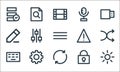 User interface line icons. linear set. quality vector line set such as sun, refresh, hardware, lock, cog, edit, warning,