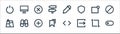 user interface line icons. linear set. quality vector line set such as toggle, output, bookmark, map, notification, cancel, color