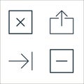 user interface line icons. linear set. quality vector line set such as uced, step forward, upload file