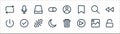user interface line icons. linear set. quality vector line set such as unlock, play, sleep mode, log out, search, storage, user