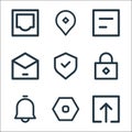 User interface line icons. linear set. quality vector line set such as upload, setting, notification, lock, security, email, file