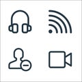 User interface line icons. linear set. quality vector line set such as video, remove user, wifi